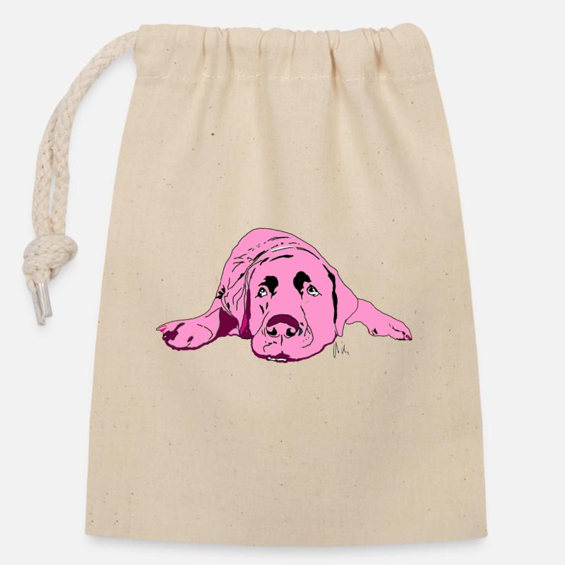 Labrador - Sac cadeau en coton avec cordon (14 x 20 cm) - nature