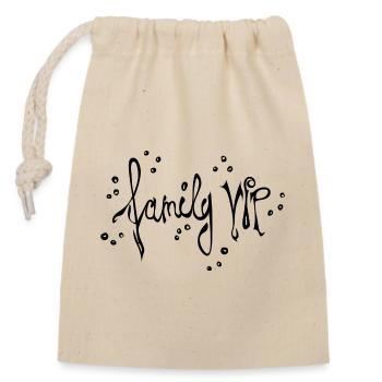 famille VIP - Sac cadeau en coton avec cordon (14 x 20 cm) - nature - Devant
