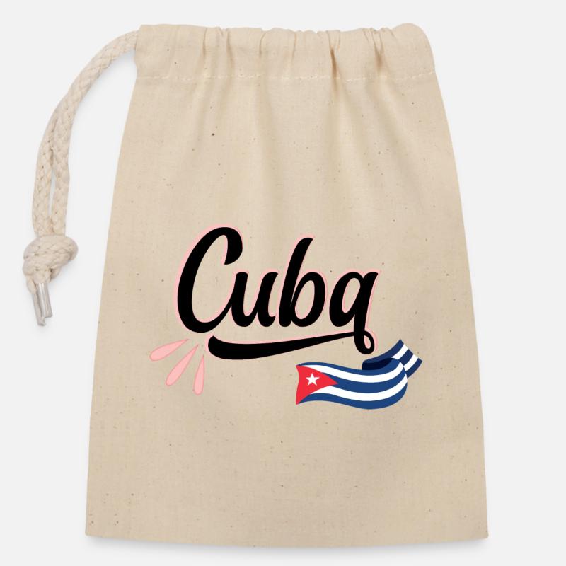 Cuba Cuban flag Wavy Stylized writing - Closable cotton gift bag (14x20cm) - nature