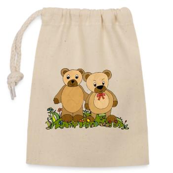 Teddybären - Verschließbarer Geschenkbeutel aus Baumwolle (14x20cm) - Natur - Vorne