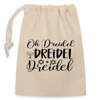 Oh Dreidel Dreidel Dreidel - Verschließbarer Geschenkbeutel aus Baumwolle (14x20cm) - Natur - Vorne