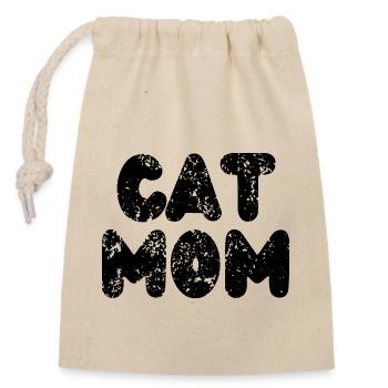 Maman chat - Sac cadeau en coton avec cordon (14 x 20 cm) - nature - Devant