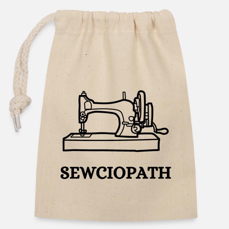 Sewciopath - Sac cadeau en coton avec cordon (14 x 20 cm) - nature