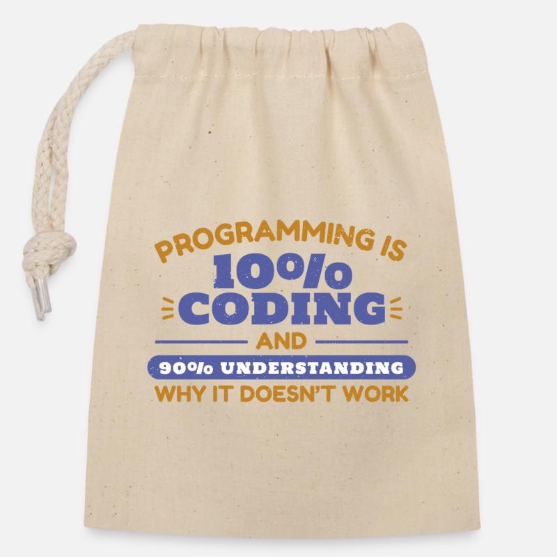 Programming - Closable cotton gift bag (14x20cm) - nature