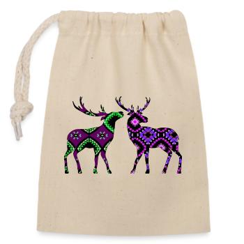 Deer - Closable cotton gift bag (14x20cm) - nature - Front