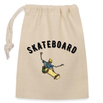 Skateboard - Verschließbarer Geschenkbeutel aus Baumwolle (14x20cm) - Natur - Vorne