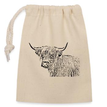 Vache bovine écossaise des Highlands - Sac cadeau en coton avec cordon (14 x 20 cm) - nature - Devant