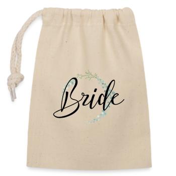 Bride Schriftzug mit schöner Umrandung - Verschließbarer Geschenkbeutel aus Baumwolle (14x20cm) - Natur - Vorne