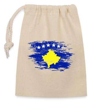 Kosovo flag used - Closable cotton gift bag (14x20cm) - nature - Front