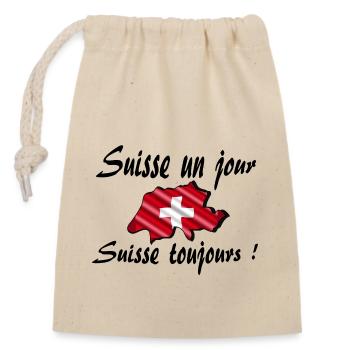 Suisse un jour suisse toujours - Sac cadeau en coton avec cordon (14 x 20 cm) - nature - Devant