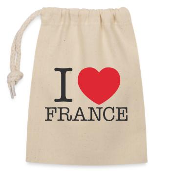 J’aime la France | J’aime français | I Coeur france - Sac cadeau en coton avec cordon (14 x 20 cm) - nature - Devant