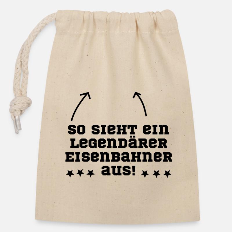 Eisenbahner Eisenbahn legendär - Verschließbarer Geschenkbeutel aus Baumwolle (14x20cm) - Natur