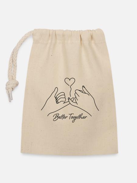 Mieux ensemble - Sac cadeau en coton avec cordon (14 x 20 cm) - nature