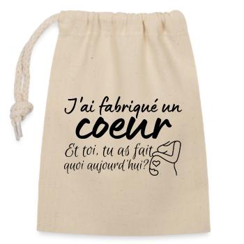 jai fabriqué un coeur, grossesse - Sac cadeau en coton avec cordon (14 x 20 cm) - nature - Devant