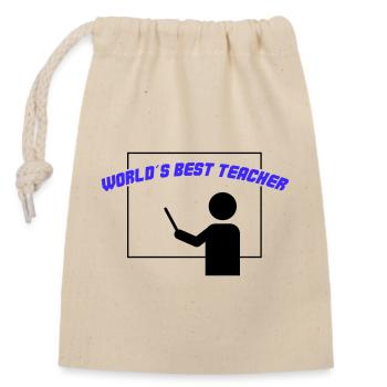 worlds best teacher - Verschließbarer Geschenkbeutel aus Baumwolle (14x20cm) - Natur - Vorne