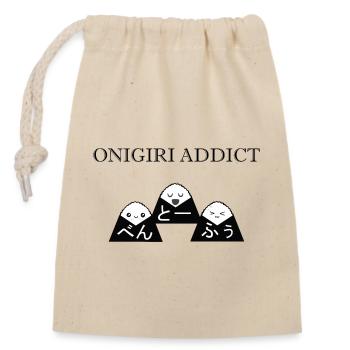 ONIGIRI SÜCHTIG - Verschließbarer Geschenkbeutel aus Baumwolle (14x20cm) - Natur - Vorne