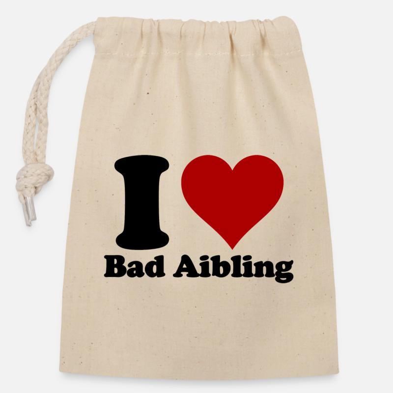 J’aime Bad Aibling - Sac cadeau en coton avec cordon (14 x 20 cm) - nature