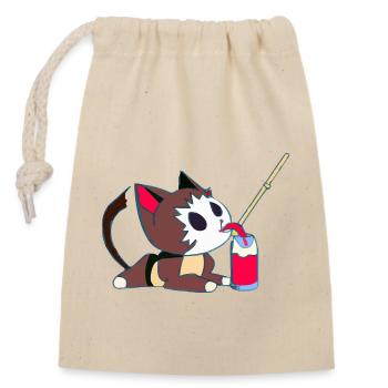 Miku the little kitten - Closable cotton gift bag (14x20cm) - nature - Front