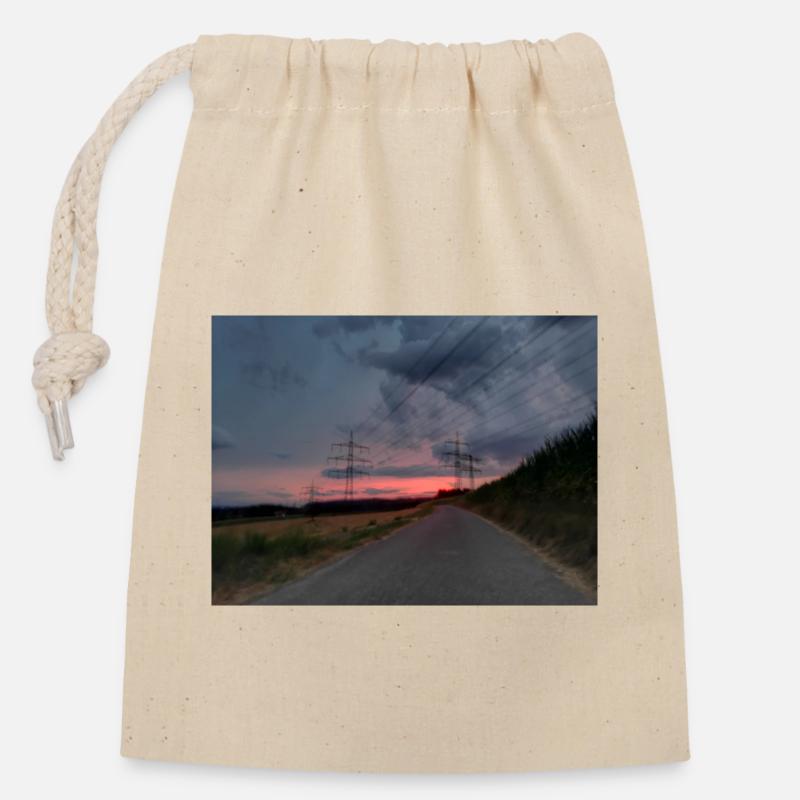 Coucher de soleil - Sac cadeau en coton avec cordon (14 x 20 cm) - nature