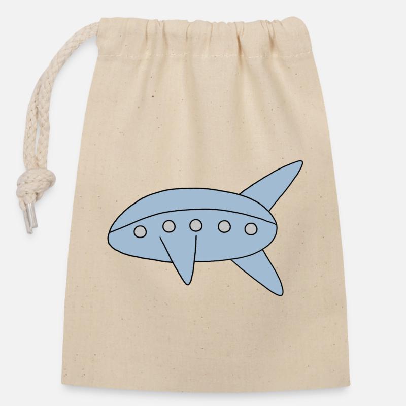 Blue Airship - Closable cotton gift bag (14x20cm) - nature