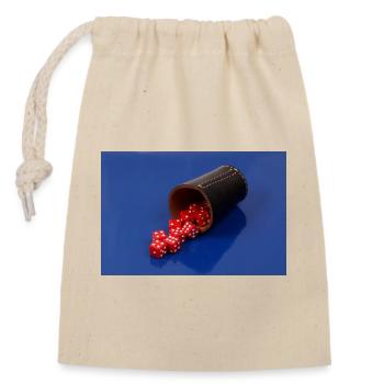 Cubes rouges avec coupe à dés - Sac cadeau en coton avec cordon (14 x 20 cm) - nature - Devant