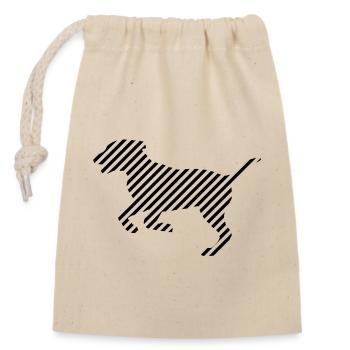 Chien Rayé noir - La touche d'originalité - Sac cadeau en coton avec cordon (14 x 20 cm) - nature - Devant
