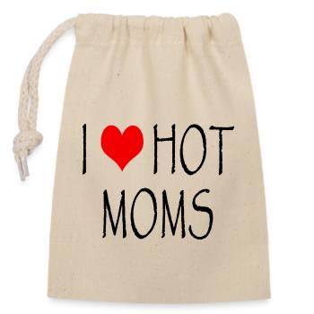 I Love Hot Moms - Verschließbarer Geschenkbeutel aus Baumwolle (14x20cm) - Natur - Vorne