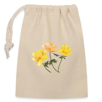 Flowers yellow - Verschließbarer Geschenkbeutel aus Baumwolle (14x20cm) - Natur - Vorne