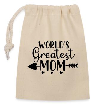 World's Greatest Mom - Verschließbarer Geschenkbeutel aus Baumwolle (14x20cm) - Natur - Vorne