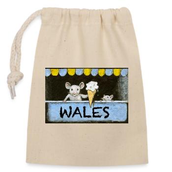 Micecream Wales - Closable cotton gift bag (14x20cm) - nature - Front
