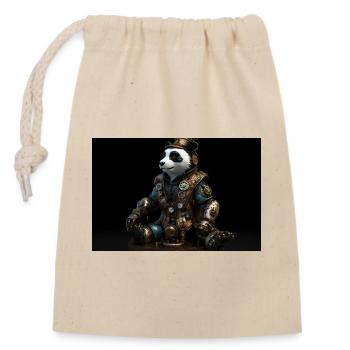 Panda - Closable cotton gift bag (14x20cm) - nature - Front