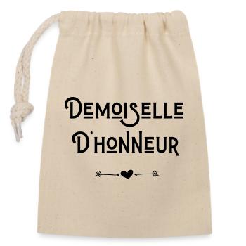 Demoiselle d'honneur - Sac cadeau en coton avec cordon (14 x 20 cm) - nature - Devant