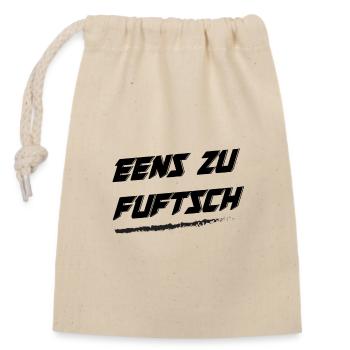 eens zu fuftsch - Verschließbarer Geschenkbeutel aus Baumwolle (14x20cm) - Natur - Vorne