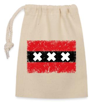 Amsterdam VINTAGE - Closable cotton gift bag (14x20cm) - nature - Front