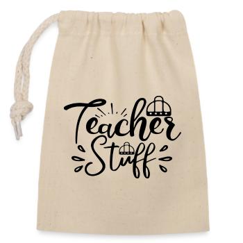 Teacher Stuff - Verschließbarer Geschenkbeutel aus Baumwolle (14x20cm) - Natur - Vorne
