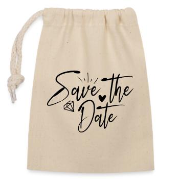 Save the Date - Closable cotton gift bag (14x20cm) - nature - Front