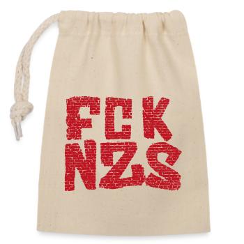 FCKNZS Red Wall - Closable cotton gift bag (14x20cm) - nature - Front