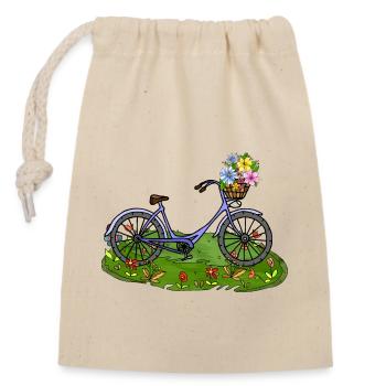 Bike - Closable cotton gift bag (14x20cm) - nature - Front
