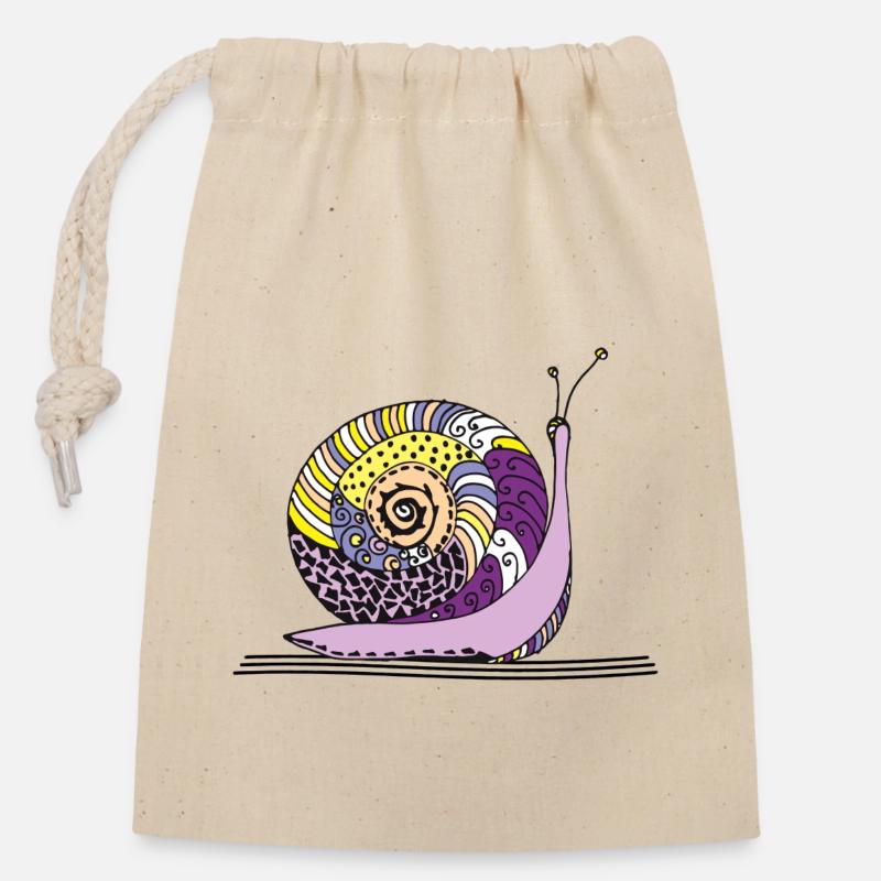 Escargot - Sac cadeau en coton avec cordon (14 x 20 cm) - nature