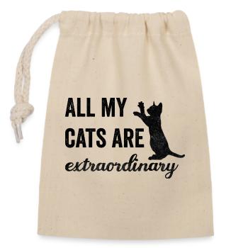 All My Cats Are Extraordinary black - Closable cotton gift bag (14x20cm) - nature - Front