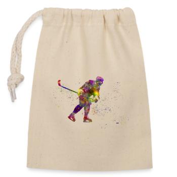 Joueur de hockey - Sac cadeau en coton avec cordon (14 x 20 cm) - nature - Devant
