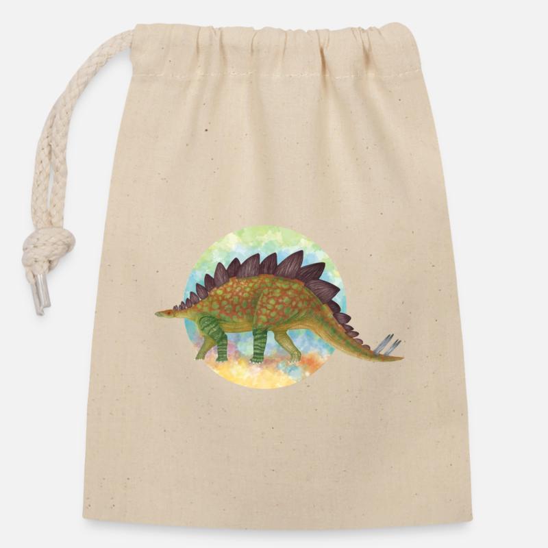 Überdachte Dinosaurier - Verschließbarer Geschenkbeutel aus Baumwolle (14x20cm) - Natur