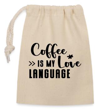 Coffee is my love Language - Verschließbarer Geschenkbeutel aus Baumwolle (14x20cm) - Natur - Vorne