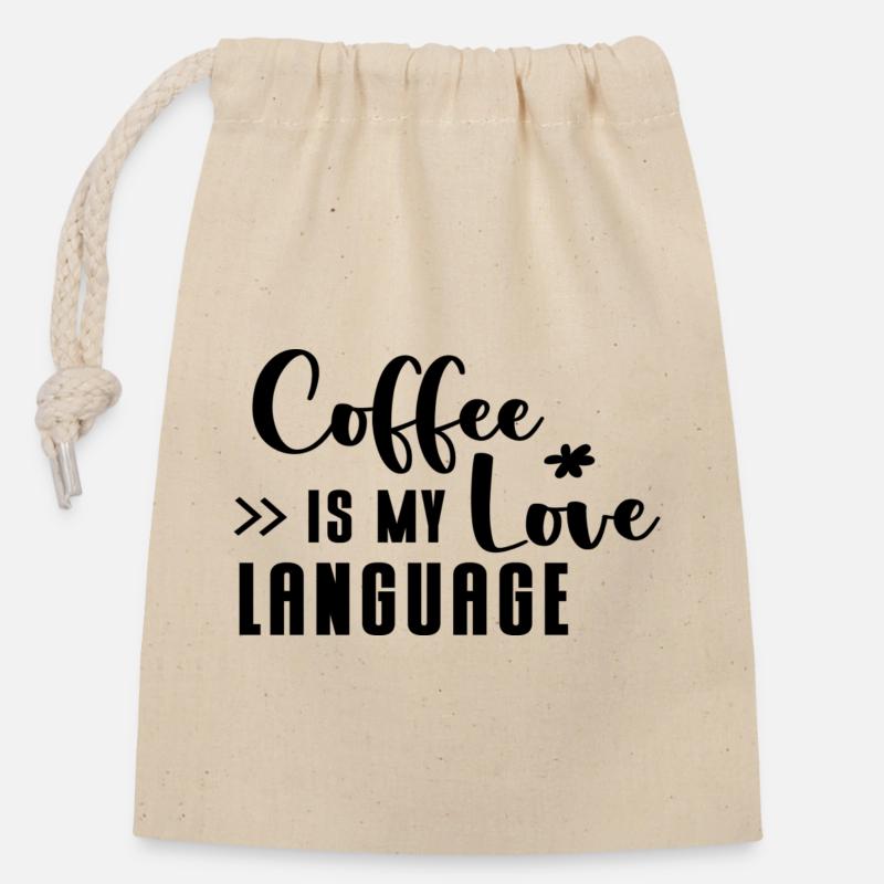 Coffee is my love Language - Verschließbarer Geschenkbeutel aus Baumwolle (14x20cm) - Natur