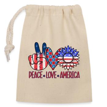 peace love america - Verschließbarer Geschenkbeutel aus Baumwolle (14x20cm) - Natur - Vorne