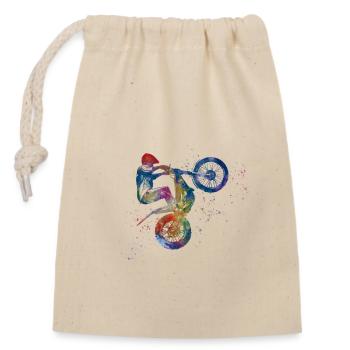 Watercolor trial bike - Closable cotton gift bag (14x20cm) - nature - Front