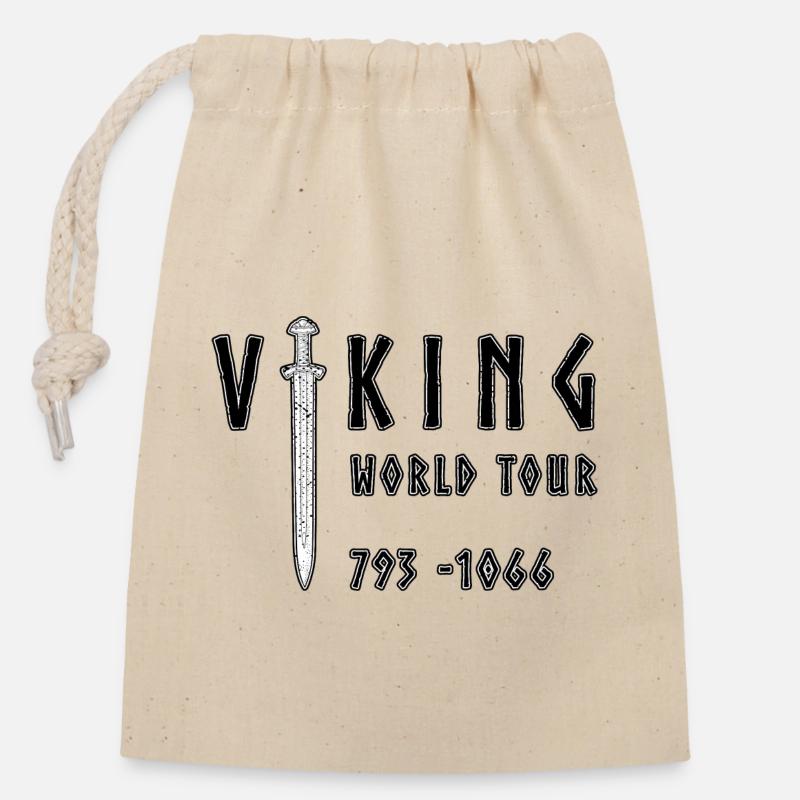 Viking World tour - Closable cotton gift bag (14x20cm) - nature