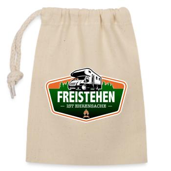 Freistehen ist Ehrensache - Verschließbarer Geschenkbeutel aus Baumwolle (14x20cm) - Natur - Vorne