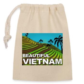 Vietnam Viet Bauern Reisfeld Flagge I Geschenk - Verschließbarer Geschenkbeutel aus Baumwolle (14x20cm) - Natur - Vorne