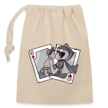 Illustration // Fierté // Lesbienne // Jeu de cartes - Sac cadeau en coton avec cordon (14 x 20 cm) - nature - Devant